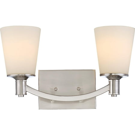 

Nuvo Lighting 60/5822 Laguna 2 Light 100W A19 max. Medium Base Vanity and Wall with White Glass Brushed Nickel