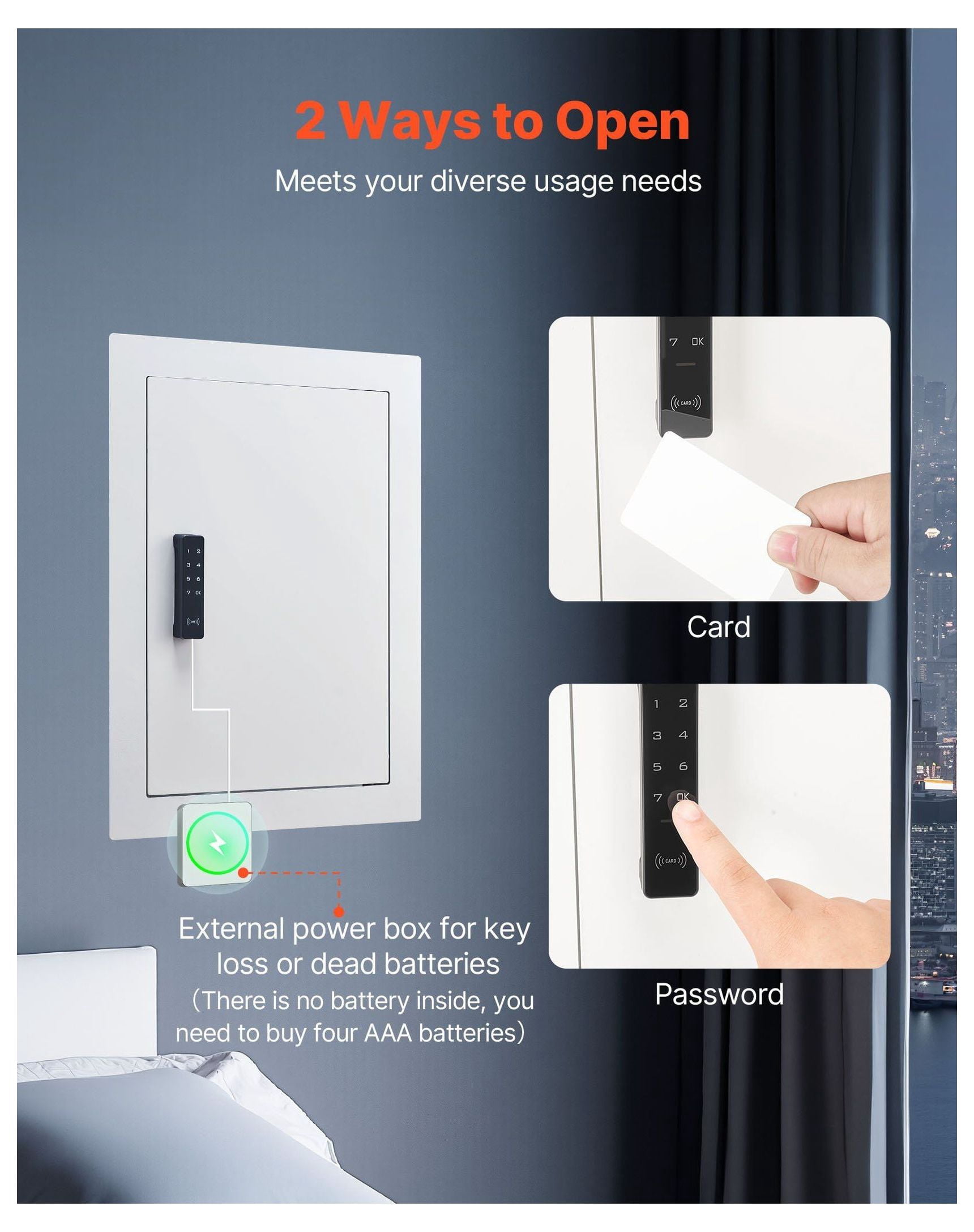 Wall Safe 0.83 sq ft Hidden Safe with Password & Key, In-Wall Box for Money Jewelry Passport