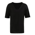 thumbnail image 4 of Frontwalk Mens Summer Tops V Neck T-shirt Short Sleeve T Shirts Daily Wear Plain Pullover Solid Color Blouse Black M, 4 of 5