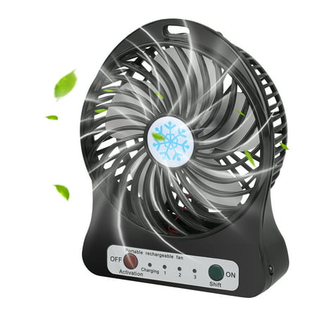 EEEKit Mini Handheld Fan,Desk Cooling Fan, Small Personal Portable Table Fan with USB Rechargeable Battery Operated, Cooling Electric Fan with LED Light for Travel Office Room Outdoor