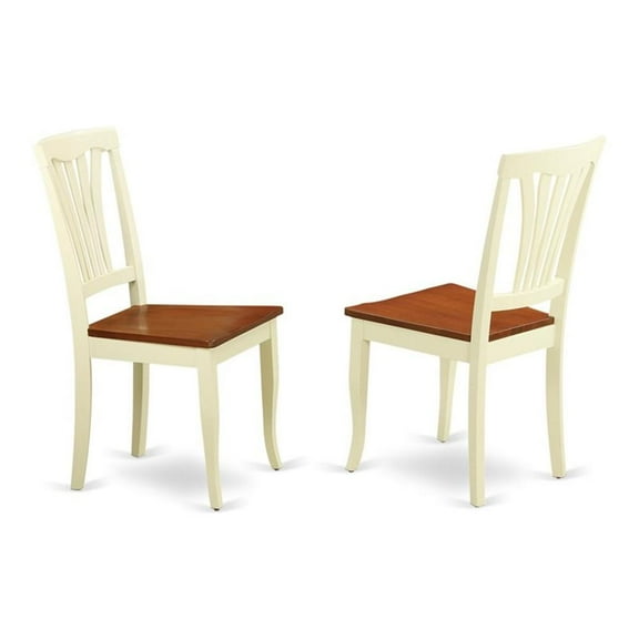 Pemberly Row 36" Wood Dining Chairs in Cream/Cherry (Set of 2)