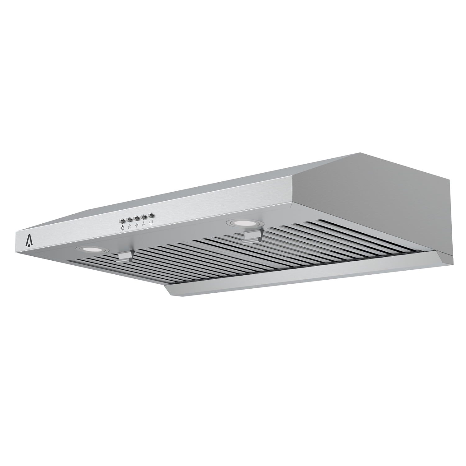 Aoile 30" Range Hood Under Cabinet with Baffle Filters, 400 CFM Kitchen Exhaust Hood w/3 Speed, LED Lights, Button Control, 110V, Silver