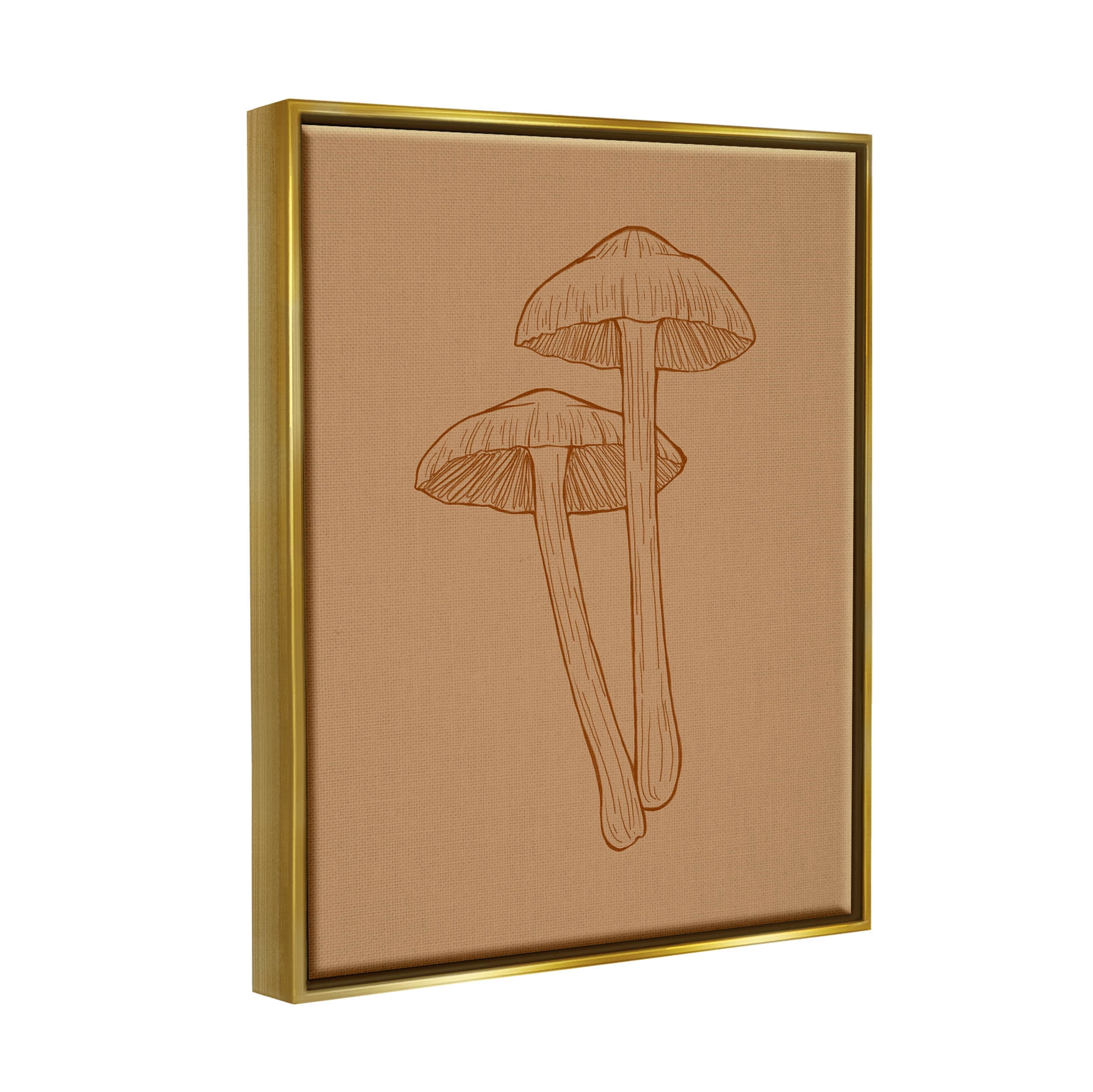 Stupell Industries Cottage Mushroom Wildlife Nature Graphic Art Metallic Gold Floating Framed Canvas Print Wall Art, Design by Ziwei Li