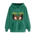 thumbnail image 3 of VBTAPA Mardi Gras Hoodies for Women Carnival Mask Graphic Print Hooded Sweatshirt Drawstring Pullover Hoodie with Kangaroo Pocket Army Green XXL, 3 of 6