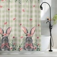 thumbnail image 2 of Bunny Easter Shower Curtain Set, Waterproof Shower Curtains for Bathroom, Spring Floral Eucalyptus Leaves Green Plaid Rustic Washable Fabric Bath Curtain for Bathtub with Hooks 54x78 Inches, 2 of 9