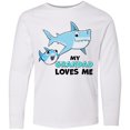 thumbnail image 3 of Inktastic My Grandad Loves Me with Cute Sharks Long Sleeve Youth T-Shirt, 3 of 5
