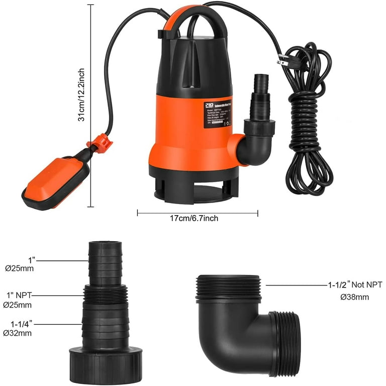 Sump Pump, PROSTORMER 1HP 3700GPH Submersible Clean/Dirty Water