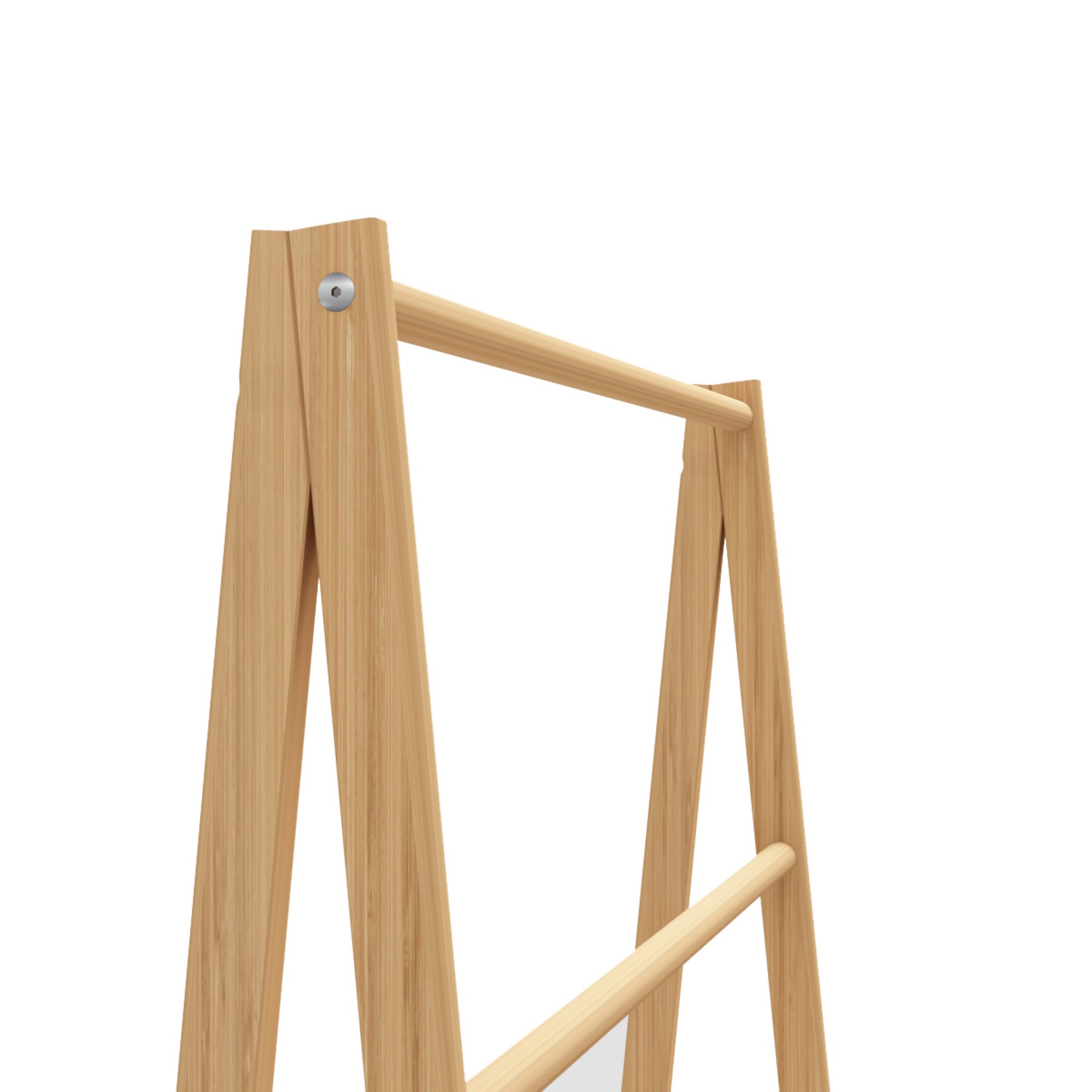 Freestanding Bamboo Wood Towel Ladder Rack with Storage Shelf,4 Tiers,Neutral