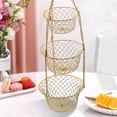 thumbnail image 6 of Hanging Fruit Basket Kitchen Vegetables Holder Stand Storage Organizer Rack; Golden, 6 of 8