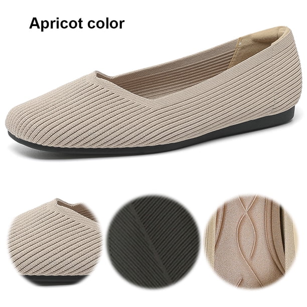 Zapatos planos Likrtyny punta cuadrada Poco Profunda Transpirables Color Albaricoque 39