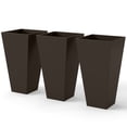 thumbnail image 3 of Outsunny Set of 3 Tall Planters with Drainage Hole, 28" Outdoor Flower Plant Pots, Indoor Planters for Porch Patio and Deck, Brown, 3 of 10