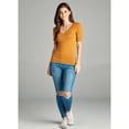 thumbnail image 2 of Essential Basic Women's Cotton Blend V Neck Tee Shirt Half Sleeves - Junior and Plus Sizes, 2 of 3