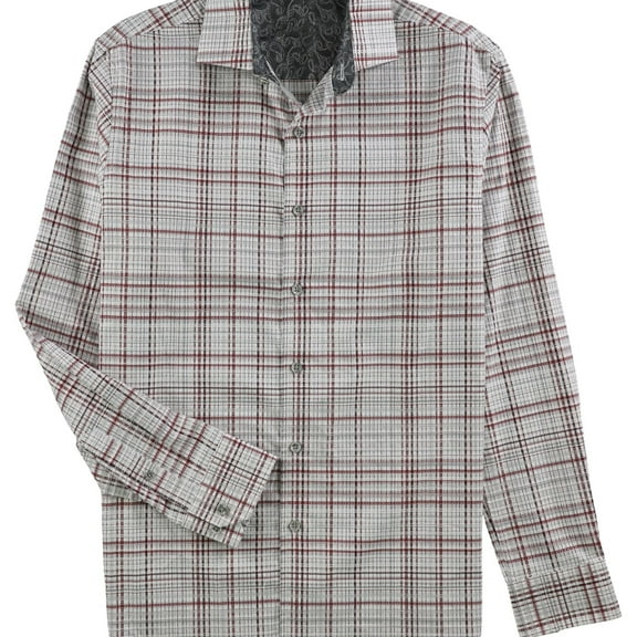 Tasso Elba Mens Prenton Plaid Polo Shirt, Red, Small