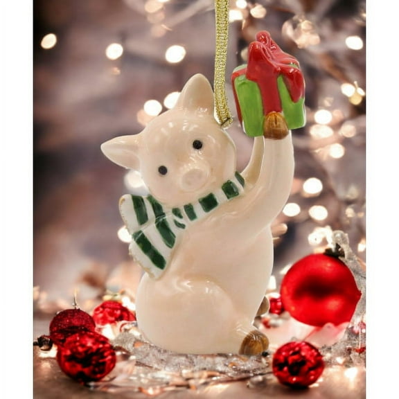 Ceramic Pig Ornament with Gift Box 2x1.75x3.5