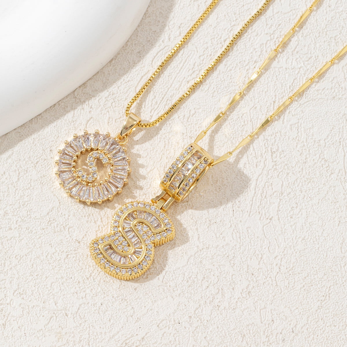 Pack Initial Necklaces for Women, Gold Plated Round Letter