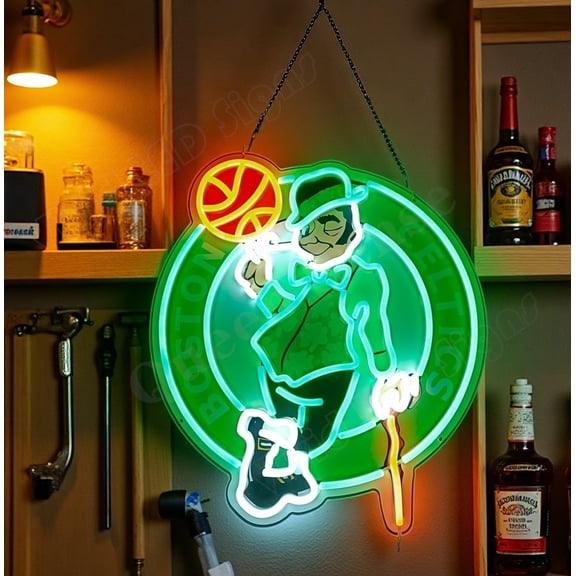 Queen Sense 16"x15" For Bostons Sports League Celtics LED Neon Sign for Wall Decor Dimmable USB Powered LED Light W116BCLV2VVD-5VLED