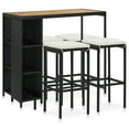 thumbnail image 1 of vidaXL 5 Piece Garden Bar Set with Cushions Poly Rattan Black, 1 of 5