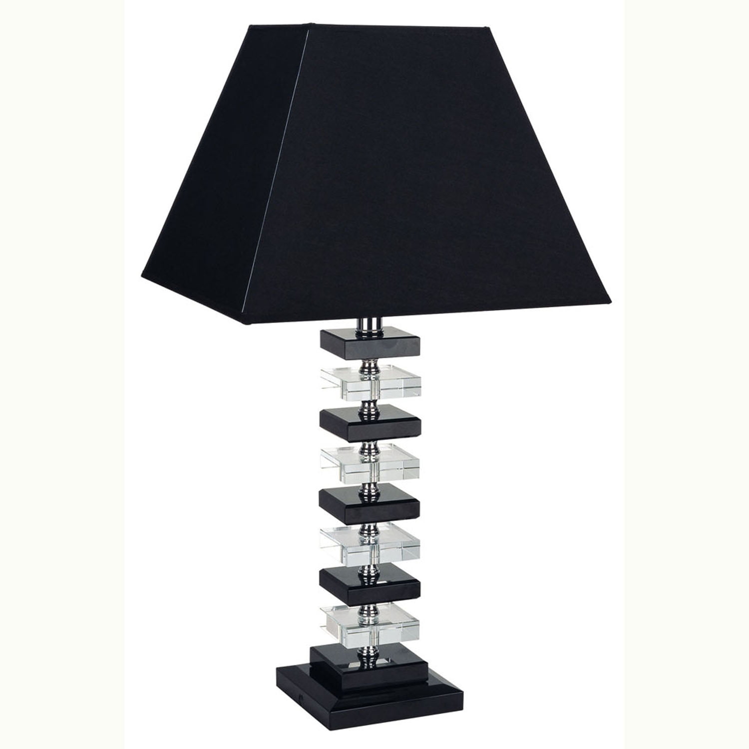26" Tall Metal Table Lamp with Black Finish and Crystal Cubes Dcor
