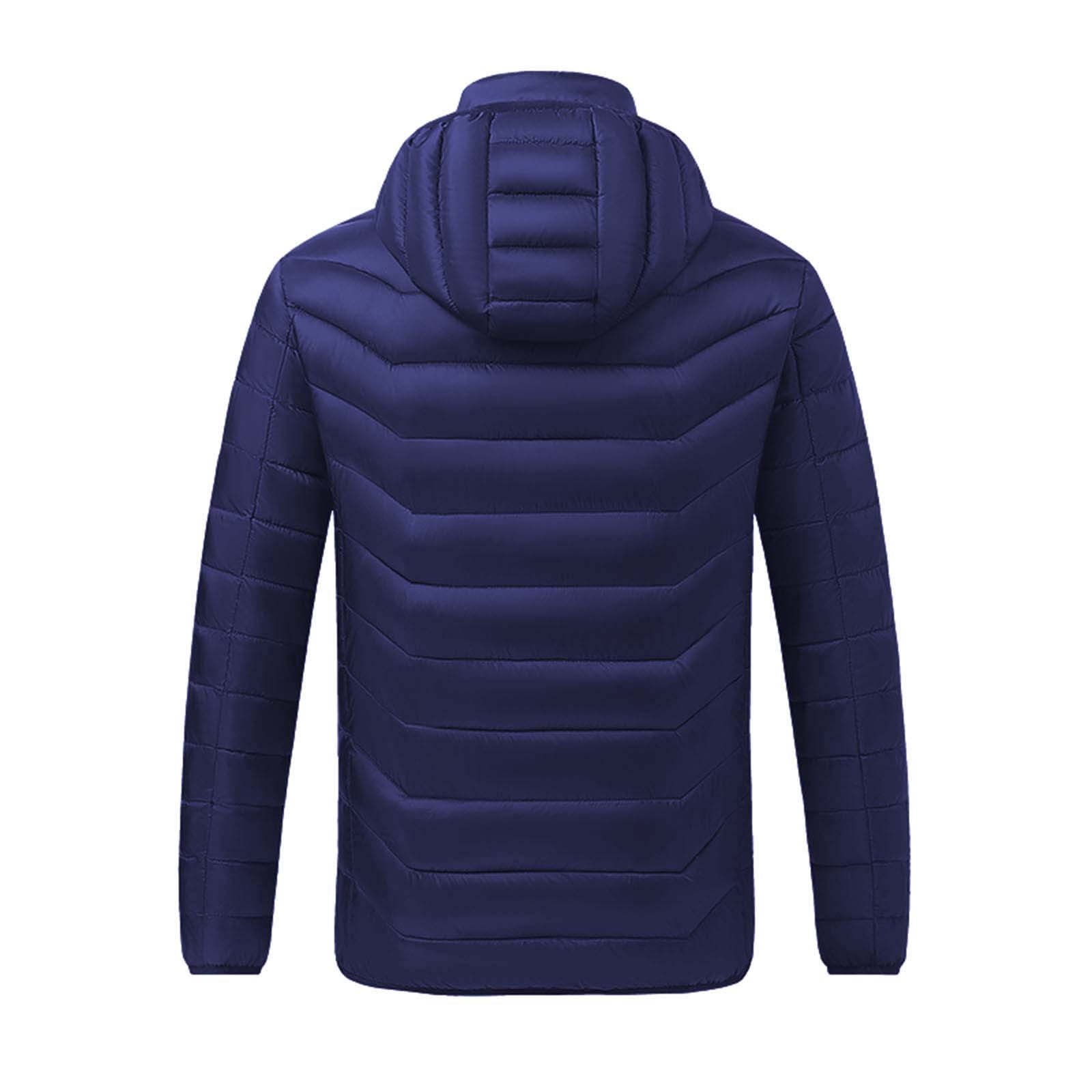 QATAINLAV Mens Womens Heated Jackets for Winter Outdoor Hunting 19 Zones Electric Heating Hooded Coat with Pocket Blue XXXL,