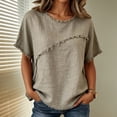 thumbnail image 2 of CAIVO Women Shirts Casual Blend Short Sleeve Crew Neck Tops Loose Relaxed O-Neck Solid Color Relaxed Fit Shirts, 2 of 4