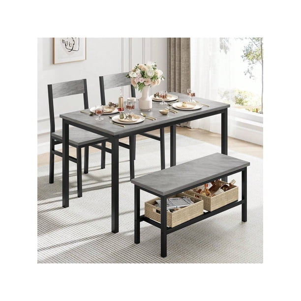 4-person moderno dining mesa set kitchen mesa con sillas y bench para small spaces featuring metal frame y almacenamiento rack-ideal para para apartments