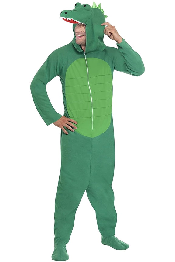 Mens Crocodile Costume, Hooded All in One, Party Animals, Serious Fun, Size L, 23631