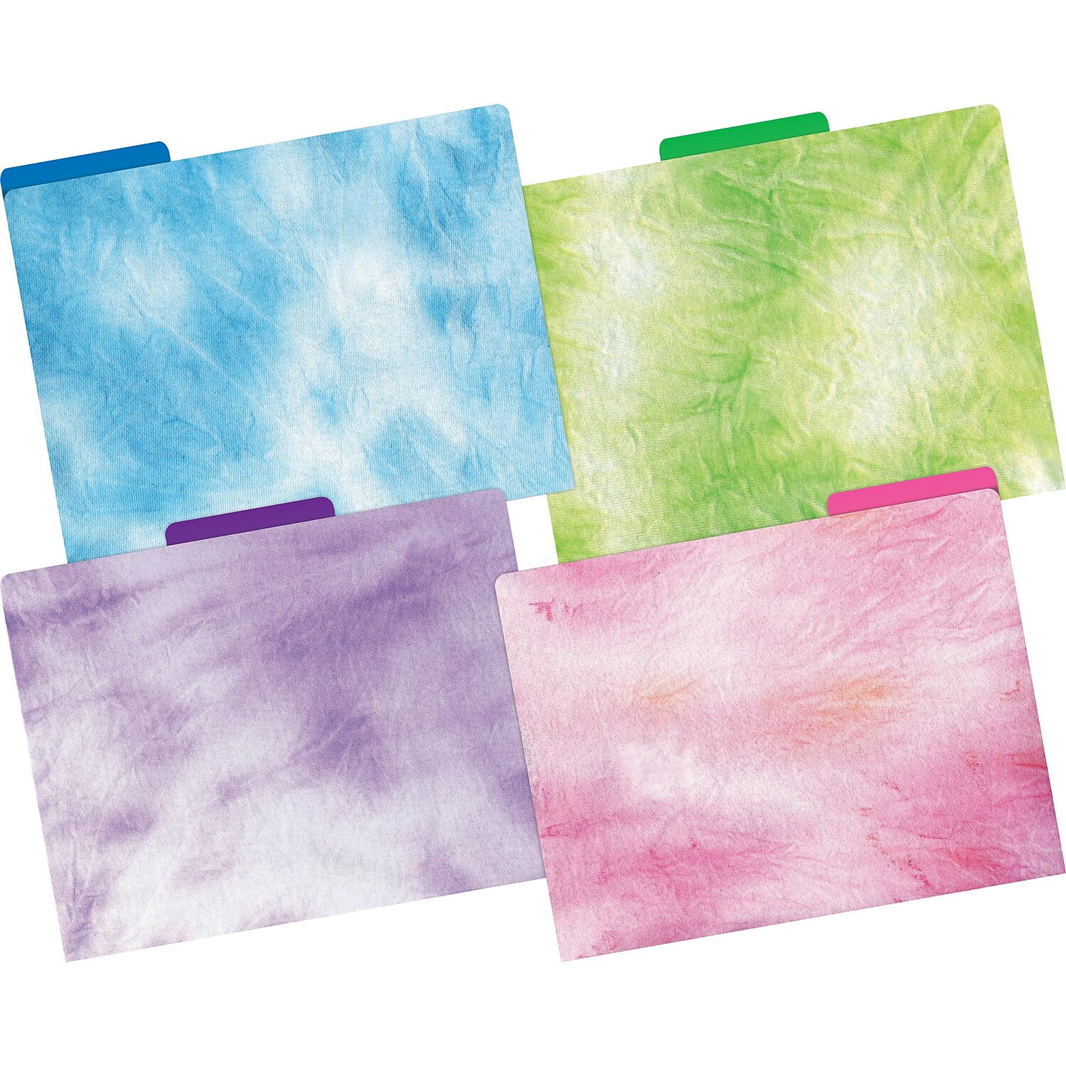 Barker Creek Designer File Folders, Tie-Dye and Ombré, Multi-Design Set with Tie-Dye Designs on Outside, Vibrant Ombré Colors on The Inside, Letter Size File Folders, 1/3 Cut Tabs, Pack of 12 (1346)