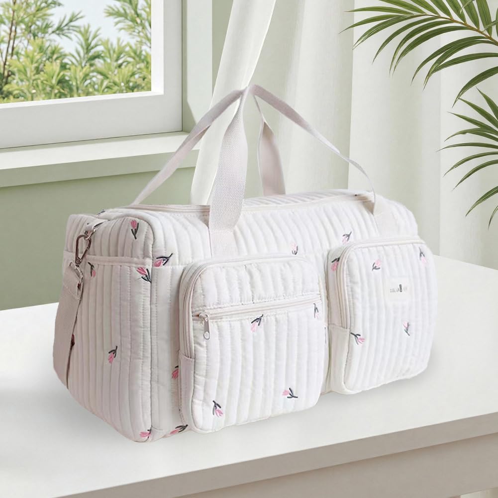 SPEKSEE Quilted Diaper Bag Large Capacity Duffle Bag Weekender Bag for Hospital and Weekender Travel