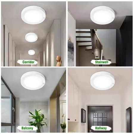 

MingBright 2Pack 3000K 6 Motion Sensor LED Ceiling Light 120V LED Flush Mount Round Lighting Fixture 10W 700lm LED Closet Light for Indoor/Outdoor Porches Closet Rooms Stairs Hallways