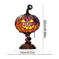 thumbnail image 3 of Stained Glass Halloween Pumpkin Table Lamp, USB Powered Jack-O-Lantern Night Light, Vintage Halloween Lamp Ornament, 2 Pack ( Resin ), 3 of 7