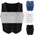 thumbnail image 4 of Tqcoqu Women's Vintage Cropped Denim Vest,V Neck Rivet Decor Sleeveless Tops,Slim Fit Waistcoat Jacket for Women,Light Blue Women's S-XL, 4 of 7