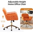 thumbnail image 5 of Faux Fur Makeup Vanity Chair, Comfy Fuzzy Home Office Chair with Wheels & Gold Base, Upholstered Adjustable Swivel Desk Chair for Teens Girls Women Home Office, Orange, 5 of 6