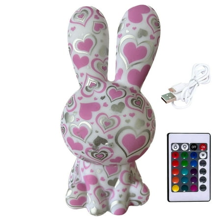 

Lomubue LED Rabbit Light Creative Shape Adorable Appearance Lighting Color Adjustable Flicker Free Touch Control Decorative PVC Cartoon Bunny LED Lamp Children Baby Toy Gift for Home