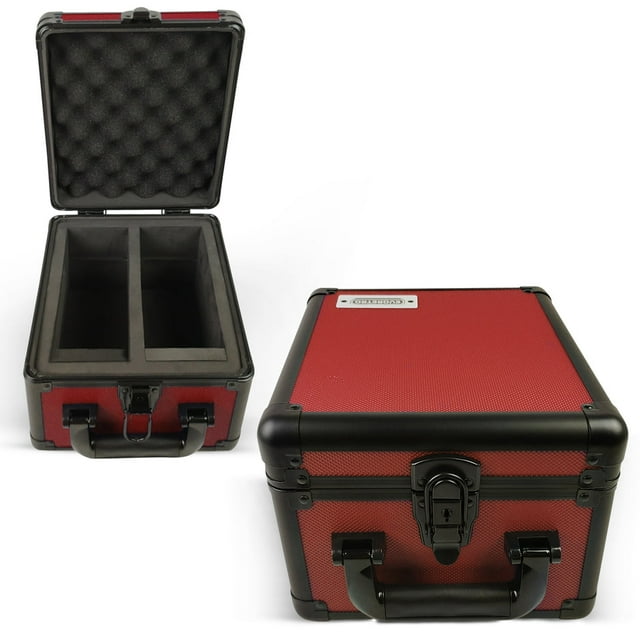 EVORETRO Étui à Cartes en Aluminium Rouge à 2 Rangées – Contient 60 Cartes PSA et BGS, Boîte de Rangement Sécurisée et Durable pour le Sport, Cartes TCG