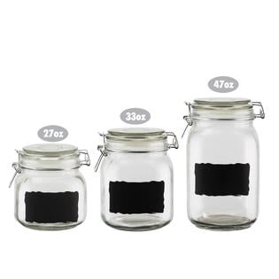 Chalkboard Label Gl Jar Canister Set Of 3 Quality Clear Round Chalkboard Label Gl Jar Canister Set Of 3 Quality Clear Round Reusable With Air