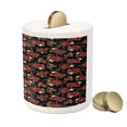 thumbnail image 3 of Abstract Piggy Bank, Shabby Form Garden Farm Flowers Leaves Roses and Violets Design, Ceramic Coin Bank Money Box for Cash Saving, 3.6" X 3.2", Olive Green Black Red, by Ambesonne, 3 of 4