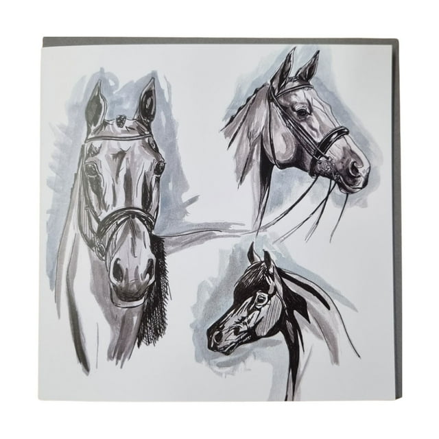 Gubblecote Carte de Souhaits Aquarelle de Cheval Trio