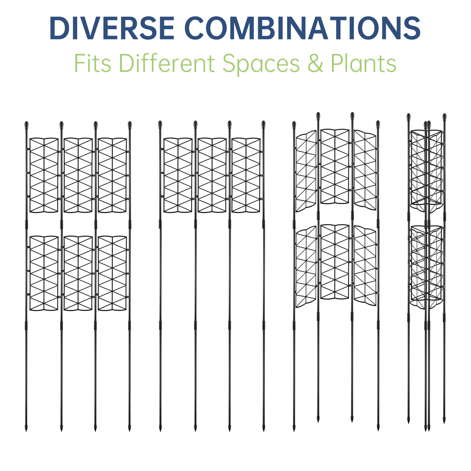 NiHome 12-Pack 50 Inches Garden Trellis for Climbing Plants Outdoor, Plant Support Trellis Cage for Clematis, Roses, Jasmine and Vines Such as Tomatoes, Grapes, Cucumbers and Blackberries