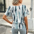 thumbnail image 4 of GaThRRgYP Women's Short Sleeve Tops for Summer Chic,Fashion Women's Short Sleeve Printing V-Neck Blouse Floral Ruched T-Shirt Feminine Light Blue L, 4 of 6