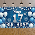 thumbnail image 6 of Blue Theme 17th Birthday Banner Silver Numbers Display Balloon Decor Firework Design Teen Birthday Backdrop for 17th Birthday Party Teen Celebration Indoor Decoration, 6 of 9