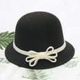 thumbnail image 2 of Dyfzdhu Women Autumn Winter Bow Knot Round Top Casual Fisherman Bucket Cap Small Bowler Hat, 2 of 3