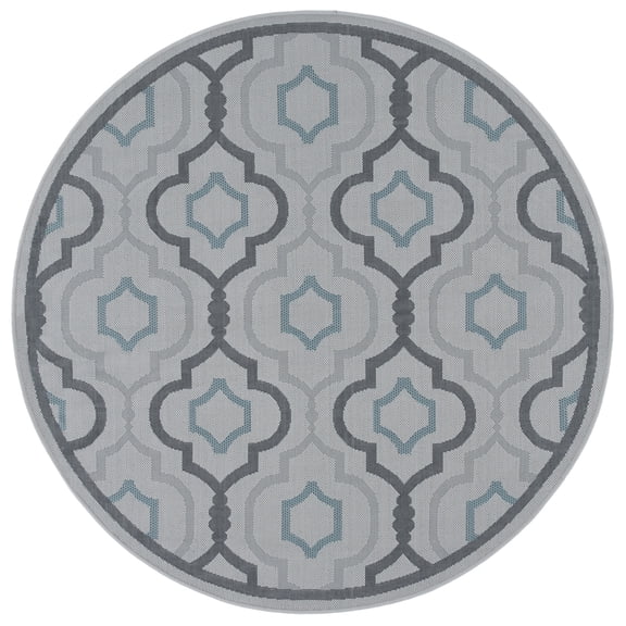 Safavieh Courtyard Bayon Geometric Indoor/Outdoor Area Rug, Light Gray/Anthracite, 5'3" x 5'3" Round