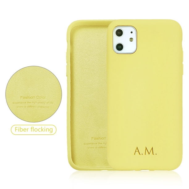 Funda de letras mayúsculas con nombre personalizado para iPhone 14 13 Pro Max 12 11 SE 2020 Funda de silicona líquida para parejas 8 Plus X XR 7 Coque Tan Jianjun unisex