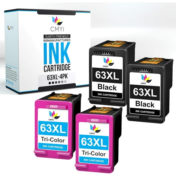 TRAHOO-Replacement 63XL Printer Ink Cartridges Combo Pack for HP Envy 4521, 4522, 4523, 4524, 4525, 4526, 4527, 4528, OfficeJet 3830, 3831, 3832, 3833, 3834, 3835, 3836, 4650, 4652 (2 Black, 2 Color)