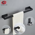 thumbnail image 3 of Juego de accesorios de baño autoadhesivos, accesorios de baño con acabado negro, barra de toalla, gancho, anillo de toalla, soporte de papel higiénico, 3 of 4