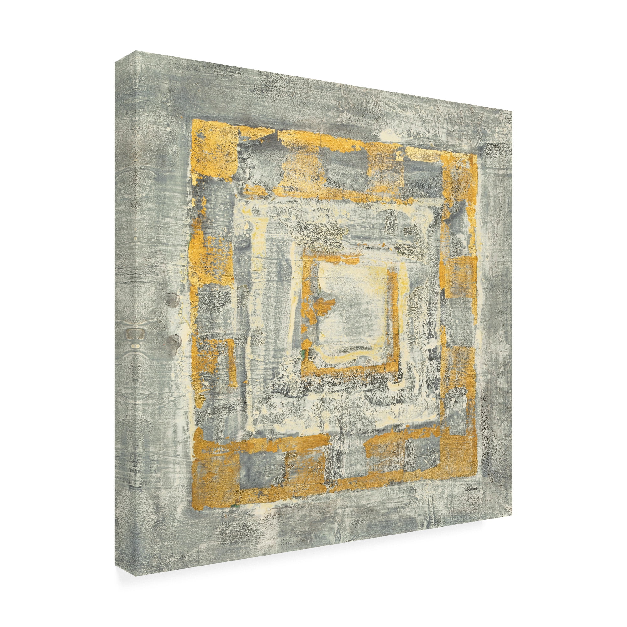 Trademark Fine Art 'Gold Tapestry Ii Gold And White' Canvas Art by Albena Hristova