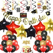 Movie Night Decorations Movie Theme Party Decorations Birthday Supplies with Movie Hanging Swirls Balloons for Red Carpet Hollywood Movie Theater Party