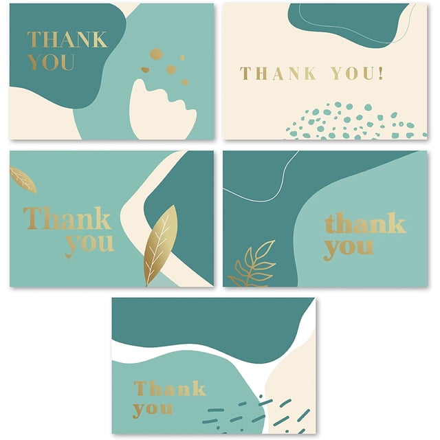 Thank You Cards With Matching Envelopes | 50-count, Gold Foil - Blank Note Cards, Perfect For Wedding, Business, Gift Cards, Graduation, Baby Shower, Funeral (sage Green)