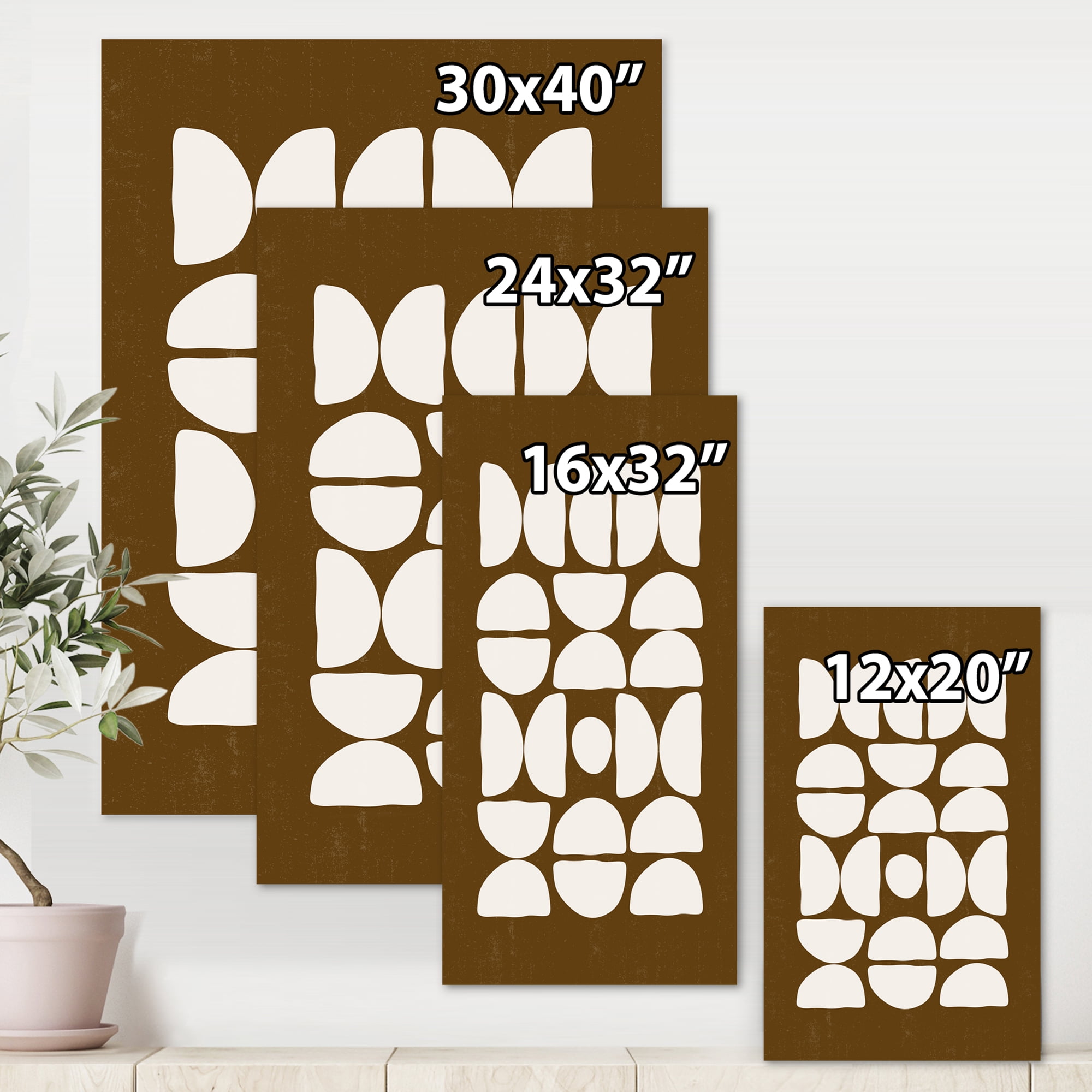 Abstract Minimal Half Moons Composition 12 in x 8 in Painting Canvas Art Print, by Designart