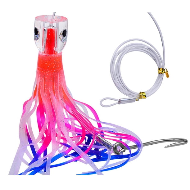 Leurre Pieuvre Pour Pêche à La Traîne En Mer – 23 Cm, 96 G, Hameçon 8/0, Résistance 78,6 Kg, Idéal Pour Gros Prédateurs